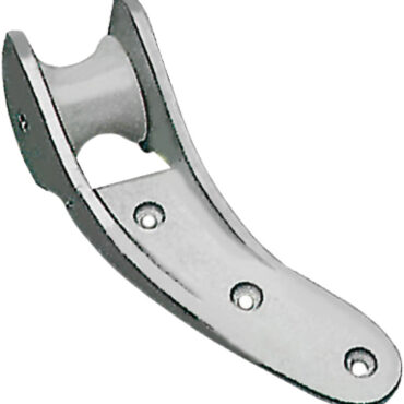 In alluminio anodizzato. Passacatena e passacorda di prua monorullo. Puleggia in nylon.