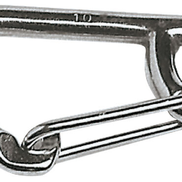 In acciaio inox AISI 316 lucidati a specchio. Risolvono il problema dei moschettoni legato alla scarsa apertura degli stessi.