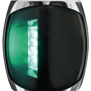 Calotta in acciaio inox lucidato a specchio.Parte posteriore e lente in policarbonato.Certificate COLREG72 e ABYC-C5, omologate per imbarcazioni fino a 20 m.