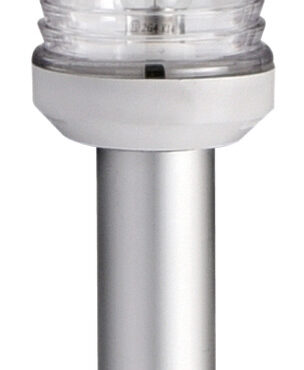 Per imbarcazioni < 20 m.Con base in nylon nero o bianco per fissaggio su piano.L'asta si inserisce a scatto sulla base dando il contatto.Cappuccio a tenuta stagna che chiude la base quando l’asta è sfilata.