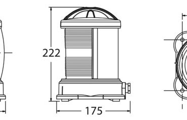 Omologati anche per Marina Mercantile. Realizzati in policarbonato nero e acciaio inox. Completi di speciale lampadina a filamento verticale.