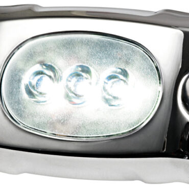 Installazione solo immersa in acqua. Fabbricata in tecnopolimero e dotata di LED ad alta efficienza. Necessita di un unico foro Ø 13 mm per passaggio cavo alimentazione.