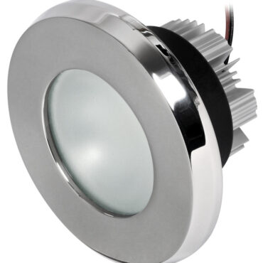 Corpo in PBT con dissipatore di calore in alluminio. Ghiera in acciaio inox microfuso.Emette una potente luce diffusa e naturale.