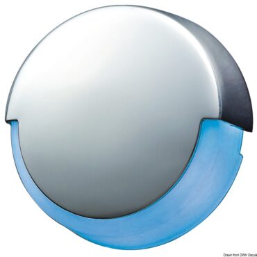 Corpo in plastica bianca, frontale in acciaio inox lucidato a specchio. Montaggio tramite vite.