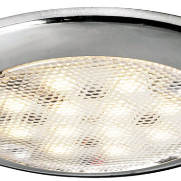 Corpo in acciaio inox. Fissaggio tramite viti nascoste dal frontalino. Completa di 2 lenti frontali di diversa trasparenza.