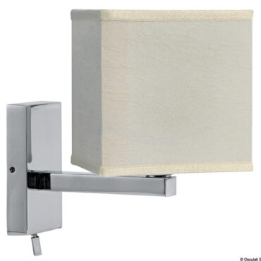 Corpo in ottone pressofuso, paralume autoestinguente in seta avorio.Lampadina non inclusa. Portalampada E14.