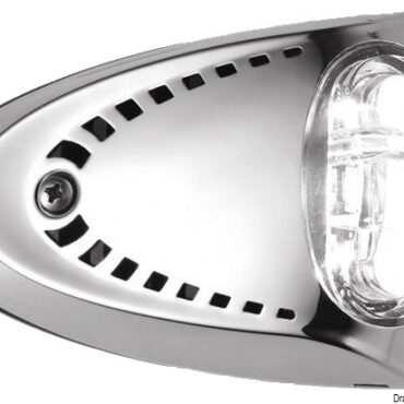 Carcassa in acciaio inox lucidato. Totalmente stagna. Fascio luminoso 120°.LED alta potenza equivalente lampadina alogena da 50W. Non richiede incasso. Vendute a coppia.