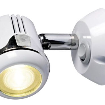 In ABS e snodo in ottone cromato. Rotazione 300°. Alto-basso 90°.