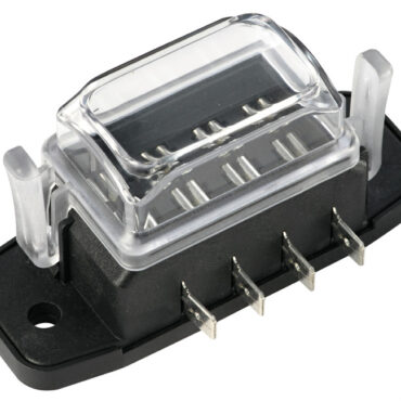 Utilizzabile coi seguenti fusibili: standard, mini e micro]. Con coperchio trasparente e guarnizione a tenuta stagna. Terminali a baionetta.