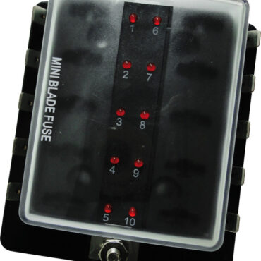 Corpo in PBT antifiamma nero e coperchio in policarbonato trasparente. Contatti a lama in rame stagnato, misura standard 6,3 mm.LED di segnalazione in caso di fusibile interrotto.