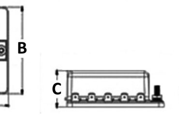 Riceve fusibili lamellari standard. Completa di LED di allarme fusibile interrotto.