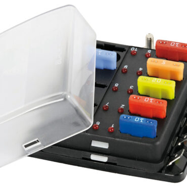 Riceve fusibili lamellari standard. Completa di LED di allarme fusibile interrotto.