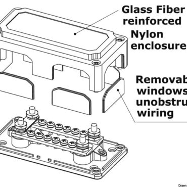 Fabbricato in nylon/fibra di vetro. Possibilità di far passare i cavi sui 4 lati.