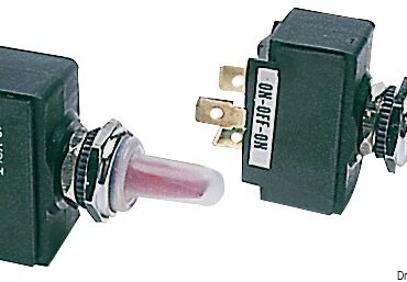 Resi stagni tramite cappuccio in silicone trasparente che permette il passaggio dell'illuminazione della levetta. Attacchi posteriori faston.