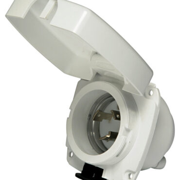 Presa con corpo in Luran resistente UV, copertura posteriore protezione cavi, contatti in ottone argentato. Spina in policarbonato + Moplen con sistema blocca cavo e contatti in ottoneargentato. Voltaggio 220/110. Amperaggio max 30A.