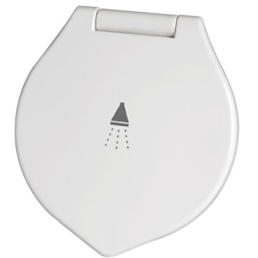 Doccia in ottone cromato, vano di allaggiamento bianco in ASA UV resistente. Sporgenza interna 45 mm.