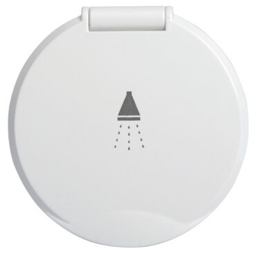 Doccia in acciaio inox, vano di alloggiamento bianco in ASA UV resistente.