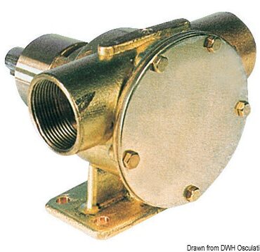 Corpo in bronzo, giranti in neoprene, da collegare al motore.