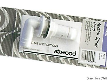 Testa spray da collegare alle pompe aeratrici. Regolazione a piacere della portata.