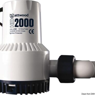 Certificate CE in accordo con UNI EN ISO 8846. La grande robustezza di questa pompa la rende adatta anche per uso su barche da lavoro. Caratteristiche: camera parabolica che permette il raffreddamento del motore con l’acqua espulsa; motore a magneti permanenti di alta potenza, spazzole in composito, cuscinetti a lubrificazione permanente; la pompa puo’ essere rimossa con facilità dalla base per la pulizia, con una sola mano; girante fabbricata con speciale termoplastica, grande resistenza e durata nel tempo; due alberi indipendenti tra motore e girante per impedire l’entrata dell’acqua nel motore.