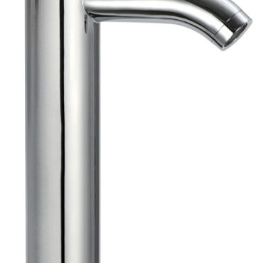 Rubinetto in ottone cromato. Da usare con lavabo sporgenti applicati sul piano.