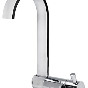 In ottone cromato. Può essere montato all'interno del lavello al fine di avere il piano completamente liscio. Possibilità di installazione su parete verticale.