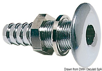 In ottone cromato. Portagomma da 15 mm.