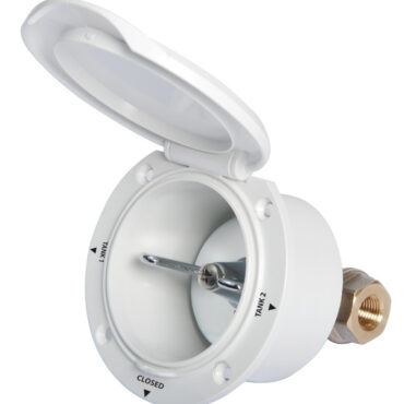 Rubinetto a 3 vie per collegare due serbatoi ad un motore. Tre posizioni tank 1 / tank 2 / chiuso.Con chiusura evoluta.