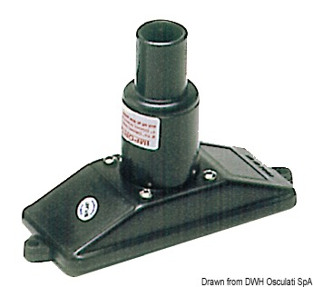 Da 147x56x104 mm, per installazione con discesa in verticale del tubo. Adattabile a tutte le pompe a mano con imboccatura da 25/38 mm, completa di valvola di fondo di ritegno.