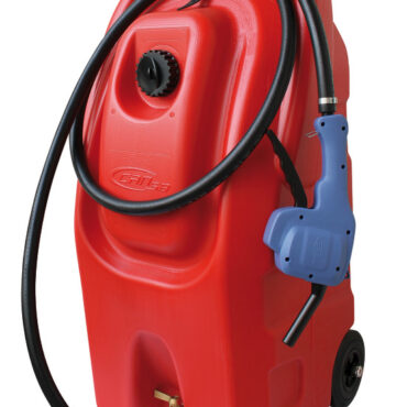 Dotato di robuste ruote pneumatiche (diametro 140 mm) e manico ergonomico, adatto agli spostamenti su qualsiasi superficie. Omologato UN (trasportabile in auto). È dotato di valvole di blocco, sia lato serbatoio che lato pistola (per evitare perdite dal tubo). La pistola consente un riempimento pulito e sicuro, di circa 8 lt/min di portata in modalità sifone.Attrezzato con:- Corpo serbatoio in PEHD- Pistola di erogazione- 3 m di tubo per benzina.