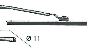 In ottone cromato con braccio in acciaio inox e spazzola in neoprene.