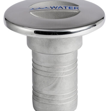 Presa per apertura incassata a filo, viti cieche nascoste dal bordo del tappo.