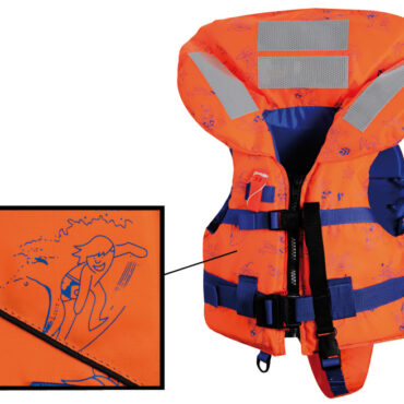 Fabbricato con morbido espanso e cerniera frontale. Completo di fischietto e nastri retroriflettenti. Collo modulare per una maggiore protezione della testa.