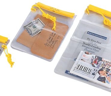 Portaoggetti STAGNI, in PVC trasparente a chiusura speciale. Articoli personalizzabili su richiesta.