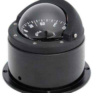 Sospensione semi - cardanica interna. Compensazione incorporata, con schermo anti riflesso. Completa di illuminazione notturna. Gradazione di lettura di 5°.