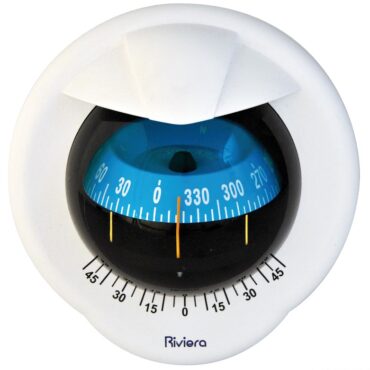 Con cardano interno, inclinometro, illuminazione 12/24 V, divisione rosa 5°. Calotta posteriore e cover incluse.