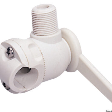 Con filetto universale. Realizzata in nylon bianco adattabile a tubi del Ø di 25 mm.