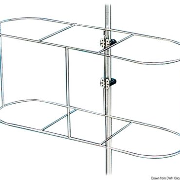 Da fissare tramite apposite piastrine orientabili in acciaio inox e nylon sui pulpiti di scafi a vela o a motore. Universale per tutti i pulpiti con Ø da 25/22 mm.