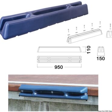 Questo parabordo offre grandissima resistenza agli urti ed agli agenti atmosferici. Non lascia residui o macchie sugli scafi anche in presenza di urti violenti. Possono essere applicati sia su banchine in cemento che su pontili galleggianti.