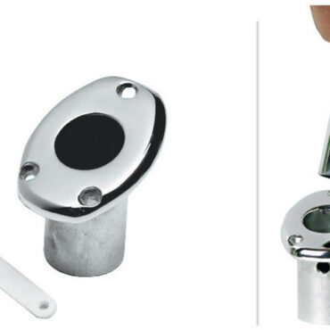 Fabbricate in acciaio inox AISI 316 lucidato a specchio. L’asta si blocca a scatto nella base.