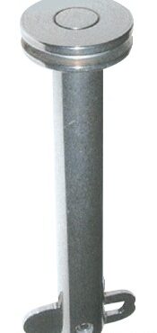 In acciaio inox; la linguetta di fermo è provvista di molla interna e dente di sicurezza.