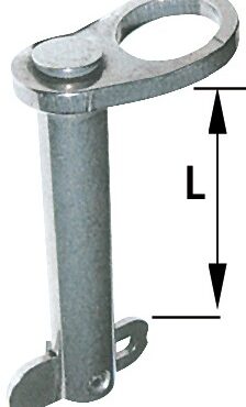 In acciaio inox; la linguetta di fermo è provvista di molla interna e dente di sicurezza.