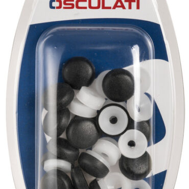 Orli sottovite completi di copritesta a scatto. Sono fabbricati in polipropilene UV stabilizzato e garantiscono, con un costo irrisorio, finiture accurate, impermeabilità e resistenza alla corrosione; da accoppiare con viti a testa svasata piana autofilettanti a legno o a metallo.