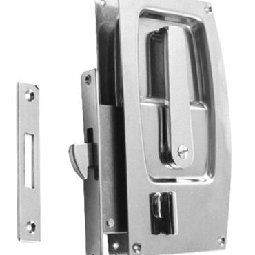 In ottone cromato per porte scorrevoli con maniglia a filo, Adatte per porte con spessore minimo di 20 mm.