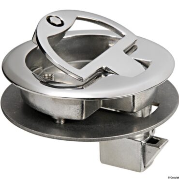 Chiusura a scatto con maniglia rientrante a molla. Tutto acciaio inox AISI 316 lucidato a specchio.