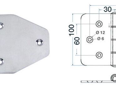 Maxi cerniere in acciaio inox AISI 316 lucidato a specchio, asse 8 mm.