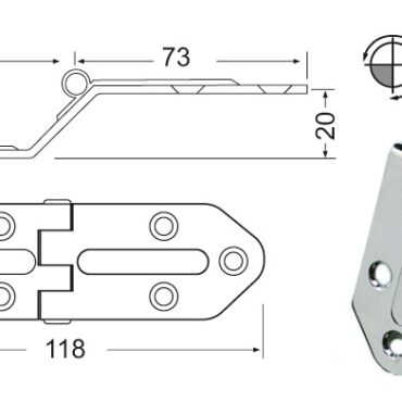 Hinge standard pin 118x40 mm