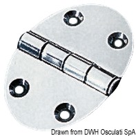 Cerniere in acciaio inox lucidato a specchio Serie OVAL TYPE. Asse di centrale semi-incassato, apertura 270°.
