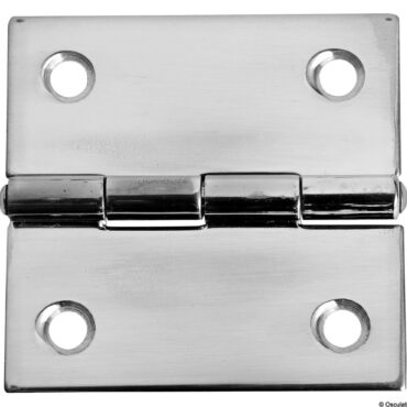 Cerniere rettangolari in acciaio inox lucidate a specchio.