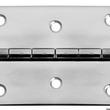 Cerniere rettangolari in acciaio inox lucidate a specchio.